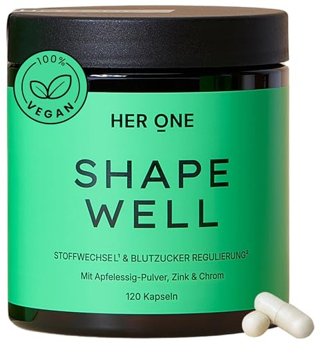 HER ONE SHAPE WELL Stoffwechsel Komplex | 120 Kapseln mit Carolean™, Chrom, Zink & Apfelessig | Diät Unterstützung | Hochdosiert, Vegan, Glutenfrei, Laktosefrei | Made in Germany | 2-Monats-Vorrat