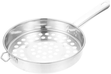 VICASKY Passoire à Gros Trous en Inox à Fond Plat, Outil la Cuisine Poignée Unique, pour Égoutter Pâtes et Nouilles, Utilisation Facile et Nettoyage Simple