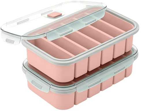 BOYIFEIJIE Moule à Cubes de Bouillon en Silicone, Lot de 2 - Contenant de Congélation à 6 Compartiments - Pour Purées Bébé, Bouillon, Sauce et Beurre - Lavable au Lave-Vaisselle