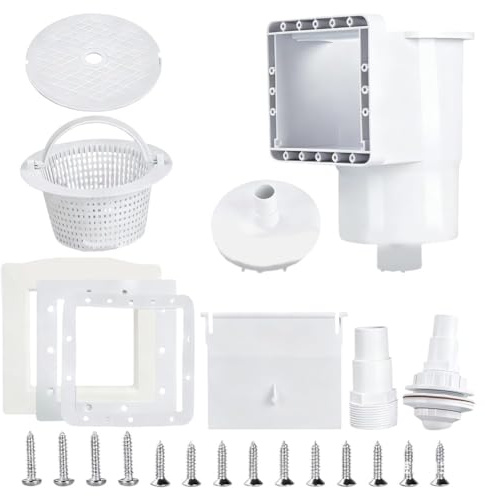 QOXEZY Kit skimmer per piscina fuori terra (SP1091LX) - per skimmer in plastica bianca resistente, apertura da 15,2 cm, set di installazione completo per compatibilità con piscine e pompe fuori terra