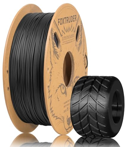 FOXTRUDER TPU Filament 1.75mm, Flexible TPU Rolle Weiches 3D-Drucker Filament, Geeignet für die meisten FDM-3D-Drucker, 1kg Spule (2.2 lbs), TPU 95A Schwarz