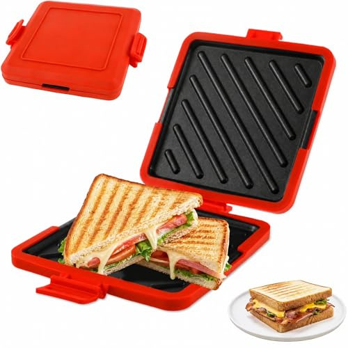 Microwave Toastie Sandwich Maker, Panini Press for Small Kitchens | Dishwasher Safe Removable Plates Non-Stick Toastie Sandwich Maker for Bacon Egg&Grilled Cheese, Compact Micro Toastie Machine