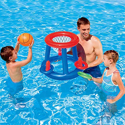 JINWEL Pool Floats Football Volleyball Basketball Pool Toys Water Sports Games Inflatable Floating Island For Adults Kids Inflatable Mattress Swimming Pool Beach Toys 244 * 65cm