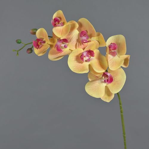 artplants.de Künstliche Blume Phalaenopsis Orchideen Zweig NEITH, orange - pink, 85cm - Textilblume Orchidee