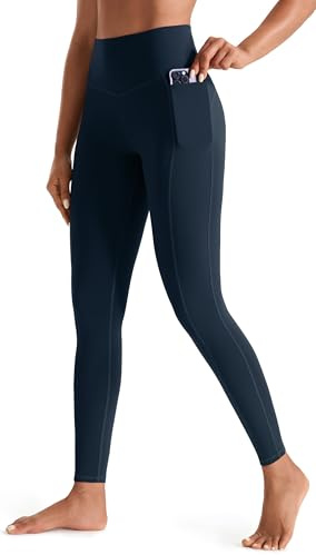 JOYSPELS Women's Gym Leggings with Pockets - High Waisted Tummy Control Full Length Yoga Pants for Workout, Running, Daily Leisure BlackishGreen S