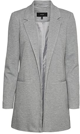 Vero Moda dam Blazer Vmverina Ls lång blazer, Ljusgrå melange, 36