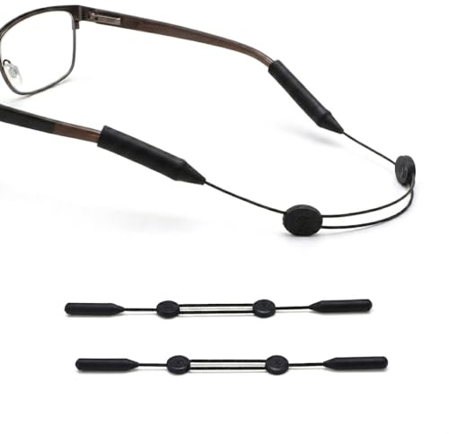 SWINILAYA Brillenband Sport - 2er Set Schwarz, Flexibles & Wasserdichtes Silikon-Brillenband für Herren, Damen & Kinder, Stabiler Halt beim Laufen, Schwimmen & Outdoor-Aktivitäten