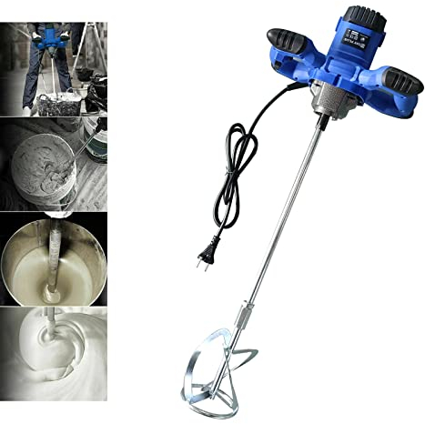 Mezclador de Mortero 2600W, 1700RPM, 6 Velocidades Variables, Hormigonera Batidor de Pintura, Varilla espiral M14 para Mortero Ø 120mm, para Cemento, Yeso, Mezclar Pintura, Colores, Hormigón, Forraje