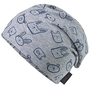 Sterntaler Baby Jungen Beanie Baby Slouch-Beanie Tiergesichter Mütze - Beanie Baby, Kinderbeanie - aus Jersey mit Tieren - Mehrfarbig, 35