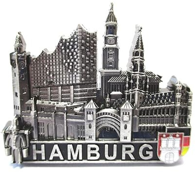 Hamburg Metall Magnet Elbphilharmonie Michel Rathaus Germany Souvenir (SI)