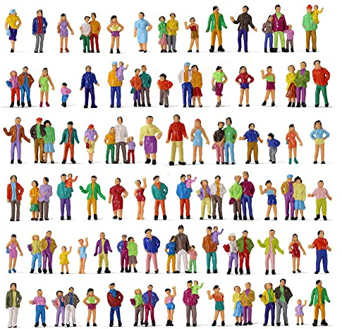 URPIZY Lot de 50 figurines peintes - Modèle de trains - Échelle 1:87 - Personnes passagers - Multicolores - Figurines peintes - Pour scènes miniatures
