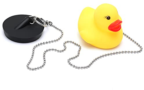 Tappo per Vasca da Bagno con Catena a Sfera in Acciaio Inossidabile da 45 mm, Nero Tappo per Lavello con Una Catena Lunga 40 cm, Tappo di Scarico in Gomma con Catena Lunga per Bagno e Cucina Lavabo