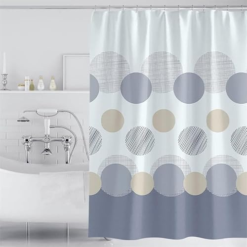 Lkw Ogechi 200 cm Drop Extra Lang Polyester Duschvorhang, 180-300 cm Breit Gewichtete Wasserdicht Duschvorhang, Große Punkten Muster Waschbar Antischimmel Badezimmervorhang (220x200cm)