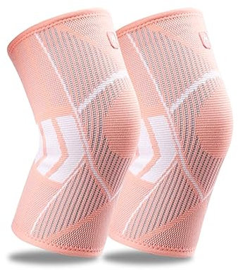 Leikedun Knee Brace Support for Women, 2 Pack Knee Compression Sleeves for Knee Pain, Knee Support for Arthritis Running Hiking Sports Fitness Injury Recovery (M)