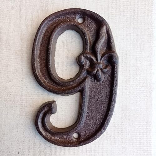 BANGHA Hausnummer,Hausnummernschild 12cm Gusseisen Hausnummern mit DIY. Türadresse Türgatternummern Hauszeichen Nummer # 9