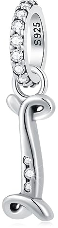 Lettre I charms alphabet pendentif, initiale i pendentif cz perle en argent sterling 925 ajustement pandora Infini nom bracelet con letra, cadeaux pour le jour de l'indépendance/je t'aime/filleul
