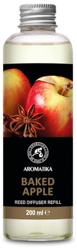 Raumduft Diffuser Nachfüller Gebackener Apfel 200ml - Nachfüllung mit ätherischem Zimtöl - Nachfüller für Duftdiffusor - Raumbeduftung - Frischer Aroma - Diffusor - Reed Diffuser Refill Baked Apple