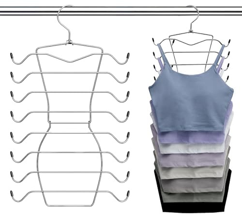 2 Stück BH Organizer mit 360 Grad Drehbarer, BH Aufbewahrung, Faltbarer Platzsparende Kleiderbügel mit 16 Edelstahlhaken, Platzsparender Wardrobe-Organizer für BHS Trägertops Trägerkleider