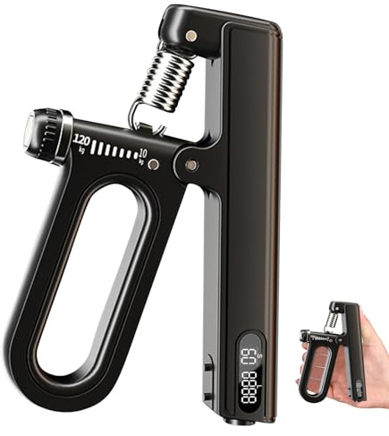 Handtrainer Fingertrainer, Unterarmtrainer, 10kg - 120kg Adjustable Resistance Unterarmtrainer Expander Fitness Griffkraft Trainer mit Zählfunktion Finger Trainingsgerät (Schwarz)