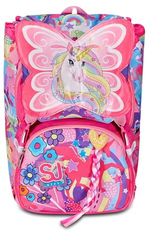 Seven SJ GANG STYLE JAM GANG Zaino Scuola Estensibile, Rosa, Unibraid, Zaino Doppio Scomparto Estensibile Tramite Zip Laterali, Tasca Porta Borraccia, Scuole Elementari e Medie, Bambina Ragazza