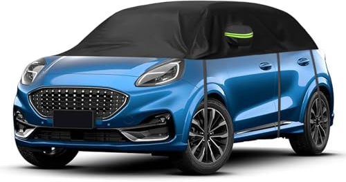 Car Cover Waterproof Compatible with Ford Puma 2019-2023, Half Car Cover Upgrade Thicken Tarpaulin, Half Cover for All Weather, UV Resistant Full Garage Rain Sun Dust Protection Snowproof