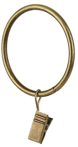 Vorhanghaken für Gardinenstangen, antikes Messing, 30 Stück, Dieser kleine Vorhangring mit Clips passt für Vorhänge bis zu 1,9-2,5 cm (2 Zoll) Innendurchmesser