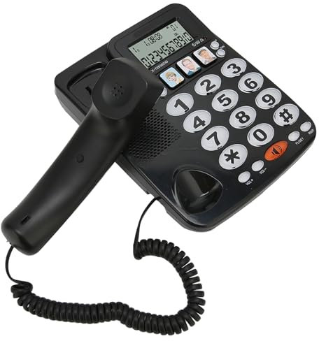 Storknappstelefon för seniorer, sladdtelefon telefon, nummerigenkänning, ringsignal, fasta telefoner med snabbval, bild, synskadade, hörselskadade, röda länkar,