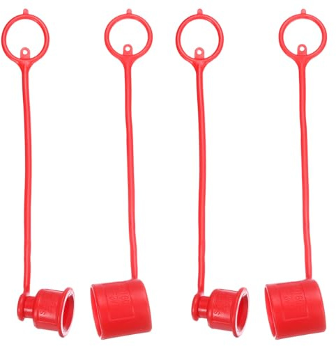 PATIKIL 3/8 ISO 16028 Plana Cara Hidráulico Acoplador Macho Antipolvo Rojo | Tapa y Hembra Enchufe Cubierta 2 Conjunto Hidráulico Enchufe Cubierta con Retención Anillo