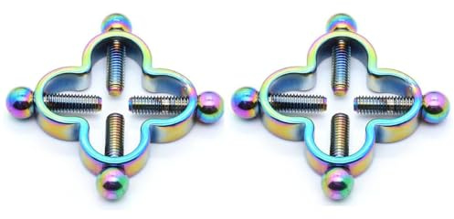 Niaspi 2 pièces trèfle à quatre feuilles anneaux de téton non piercing acier inoxydable faux anneaux de téton bouclier barbell anneau piercing téton été plage faux chance st bijoux de corps de la fête