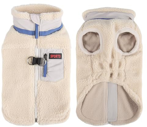 FEimaX Cappotto per Cani Invernale Giacca in Pile Calda con Anello a D, Gilet Cane Antivento Cucciolo Vestiti Caldo per Cani di Piccola e Media Taglia