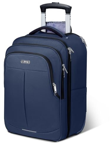 Lekeinchi Laptoptasche mit Rollen, Softside-Handgepäck, Rollaktentasche für Damen, Laptop-Trolley mit 2 abnehmbaren Rädern, blau, 43,2 cm, Laptoptasche zum Rollen