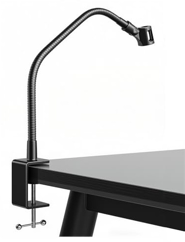 19-INCH Flexible Gooseneck Microphone Stand with Heavy Duty Desk Clamp for Podcast, Meetings, Lectures, Radio Broadcasting Studio, Live Broadcast Equipment, TV Stations