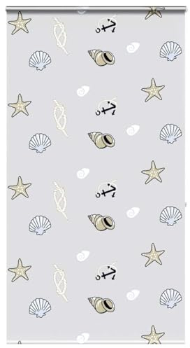 Homgoday Cortina de ducha enrollable con cassette para bañera y ducha y baños pequeños, tamaño 120 x 240 cm, ancho de la tela 116 cm, diseño de estrellas de mar