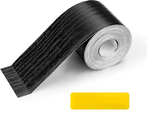 Roucerlin Black Wood Grain Wallpaper Border, Waterproof PVC Mirror Frame Peel and Stick, Self Adhesive Removable Mirror Trim Border for Bathroom Bedroom Skirting (2 * 393 in)