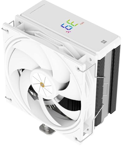 TR-Assassin X 120R Digital White CPU Cooler, 120mm PWM Quiet CPU Fan, AGHP 4th Technology, Support Intel lga1700/1851/1150/1151/1200,AMD:AM4/AM5, Computer Cooler,Digital Screen Top Cover