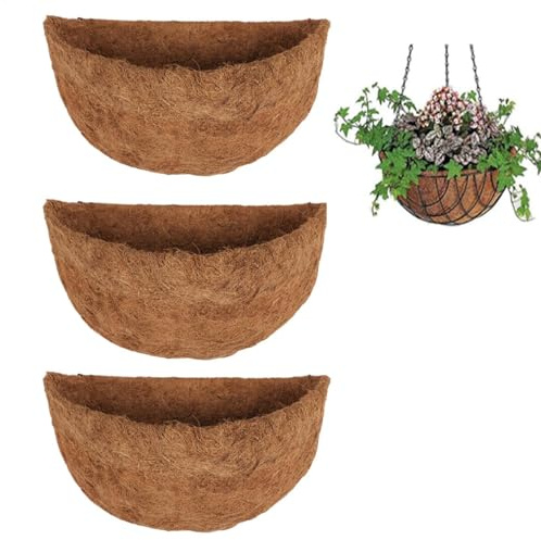 Denxahao Halbrunde Kokosfaser Matten Inneneinlagen Blumenampel Auskleidung aus Kokosnusspalmen Kokoseinlage Halbkreis Mulden Runde Pflanzgefäß Für Blumentöpfe Garten Dekoration (Halbrunde/40cm)