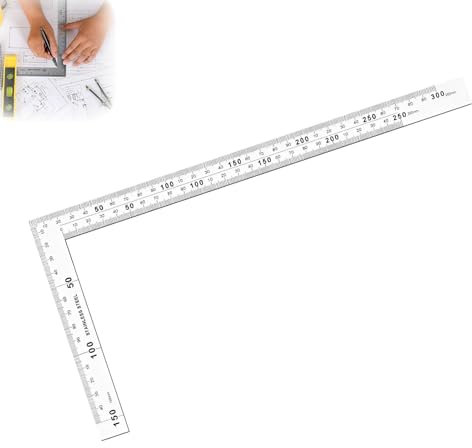 Edelstahl Stahllineal,Anschlagwinkel Lineal,Rechtwinklig Maurerwinkel,150*300mm,Doppelseitige Skala Anschlagwinkel Metall,Winkel Metall,Geeignet FüR Zimmermannswinkel,Ingenieure,Handwerker,Dachdecker