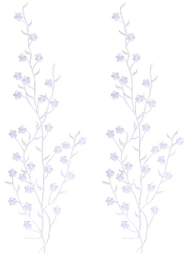 CRASPIRE 2 pz. Applique con Fiore di Prugna Bianca Toppa Ricamata in Pizzo Floreale Adesivo in Tessuto da Stirare e Cucire Abbellimenti Ricamati per Abiti Fai da Te Accessori Artigianali Decorazioni.