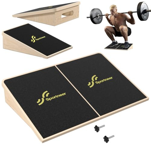 Sportneer Planche inclinée en bois, planche d'équilibre à 15° / 20° pour l'entraînement à l'équilibre – Planche extensible antidérapante pour un usage domestique (15 °)