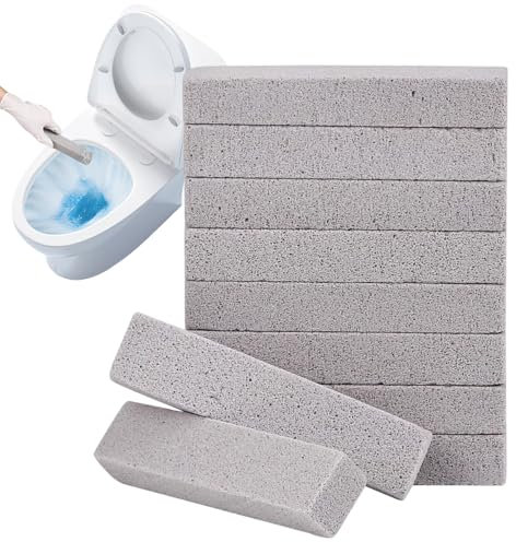Pumice Stone Toilet Bowl Cleaner, Pool Pumice Scrubber, 5.91x1.38x0.91 Inches 10 Piece Non Scratch Abrasive Blocks, Heavy Duty Cleaning for Shower, Tile, Bathtub, Grout, Oven, Glass Exterior