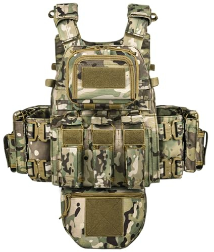 Yakeda Taktische Trainingsweste mit Pals-System – mehrere Taschen, verstellbare Träger, Schnellverschluss-Schnalle für die Jagd