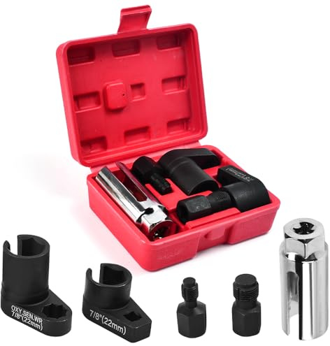 Zuxbolf Lot de 5 Clés et Écrous pour Sonde Lambda, Outils et de Réparation pour Sonde Lambda, Clé à Douille pour Outil d'Entraînement 1/2 3/8 pour Démontage sur la Plupart des Voitures Modernes