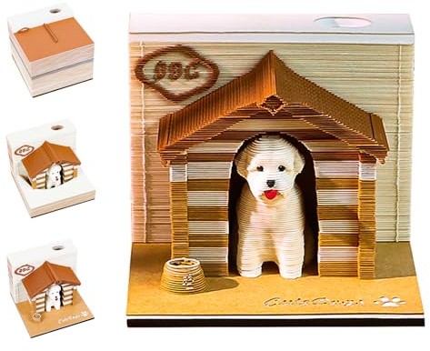 3D Weekly Calendar 2026, Cute Puppy Desk Calendar 2026, Tear-Off Weekly Calendars, Creative Paper Sculpture Gift for Christmas, Birthdays, Home, Decoration