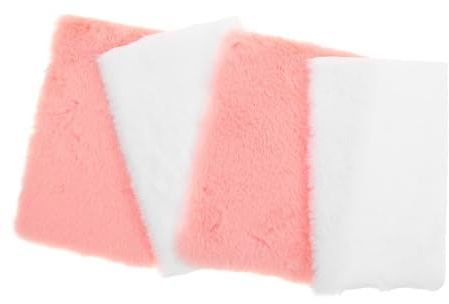 FIXOSHEE 4pcs Miniature Dollhouse Rugs Soft Plush Micro Carpets for Furniture Accessories Fluffy Area Rugs for DIY Dollhouse Decoration Pink White Set for Bedroom and Living Scenes