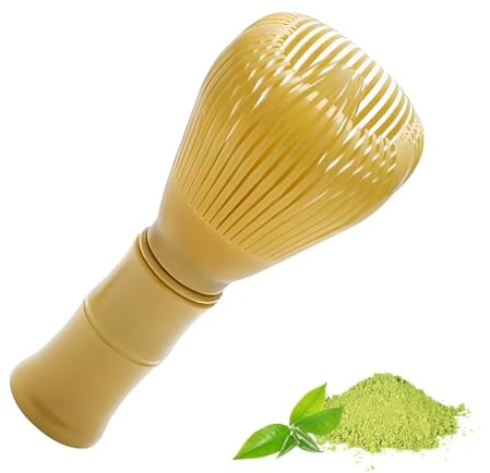 xiluuyou Matcha Besen, Bambus Matcha-Schneebesen, Wiederverwendbarer ABS Material, 12 cm, Gelb, Zubehör für Matchapulver, Japanische Teezeremonie | Wiederverwendbarer ABS Material, 12 cm, Gelb, Zubehör für Matchapulver, Japanische Teezeremonie