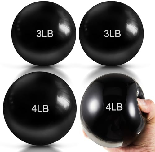 Halloscume 4 Pcs 1 lb 2lb 3lb 4lb 5lb Weighted Balls, Black, 3 Lbs & 4 Lbs