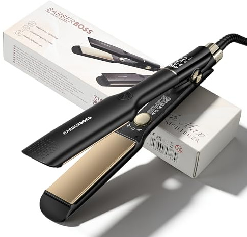 BarberBoss Hair Straighteners for Women, Ceramic Hair Straightener with Floating Plates, Negative Ionic & Keratin Technology, Adjustable Temperature, Professional Flat Iron for Straightening, QR-8422