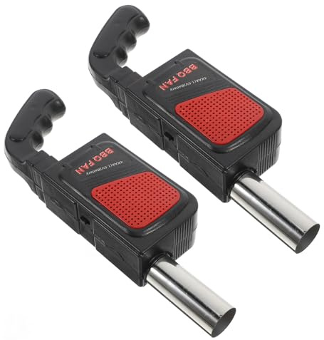 Angoily Lot de 2 Souffleurs de Barbecue Électriques Portables, Ventilateurs de Poêle à Charbon, Souffleurs de Feu de Camp Compacts à Piles Aa, Outils D’allumage pour Barbecue, Camping