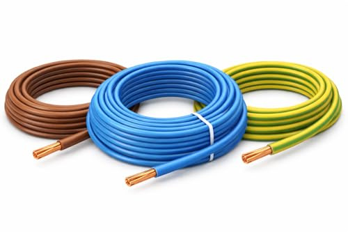 1.5mm 6491x Single Core Conduit Cable |Blue & Brown & Green/Yellow 3m Length PVC Stranded | BASEC Approved
