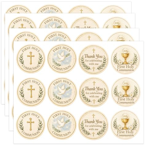 Adesivi per Prima Comunione, Adesivi per Prima Comunione, Perfetti per Bomboniere per Cresima, Coni Dolci, Timbro per Biscotti Personalizzato